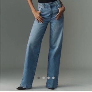 PAIGE Sasha Embellished High-Rise Wide Leg Jeans